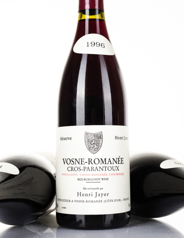 Lot 197: 1 bottle each 1996 Henri Jayer Vosne Romanee Cros Parantoux in WC