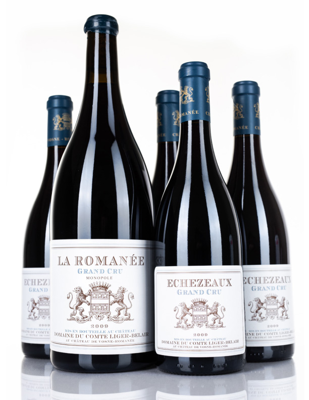 Lot 40, 45: 4 bottles 2009 Comte Liger-Belair Echezeaux & 1 magnum 2009 La Romanee